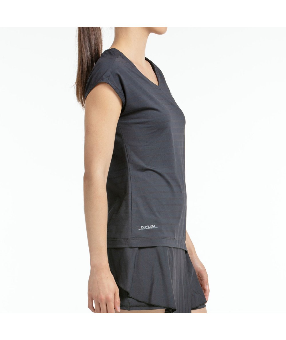 BULLPADEL T-SHIRT ADOROS NOIR TISSU BICOLORE