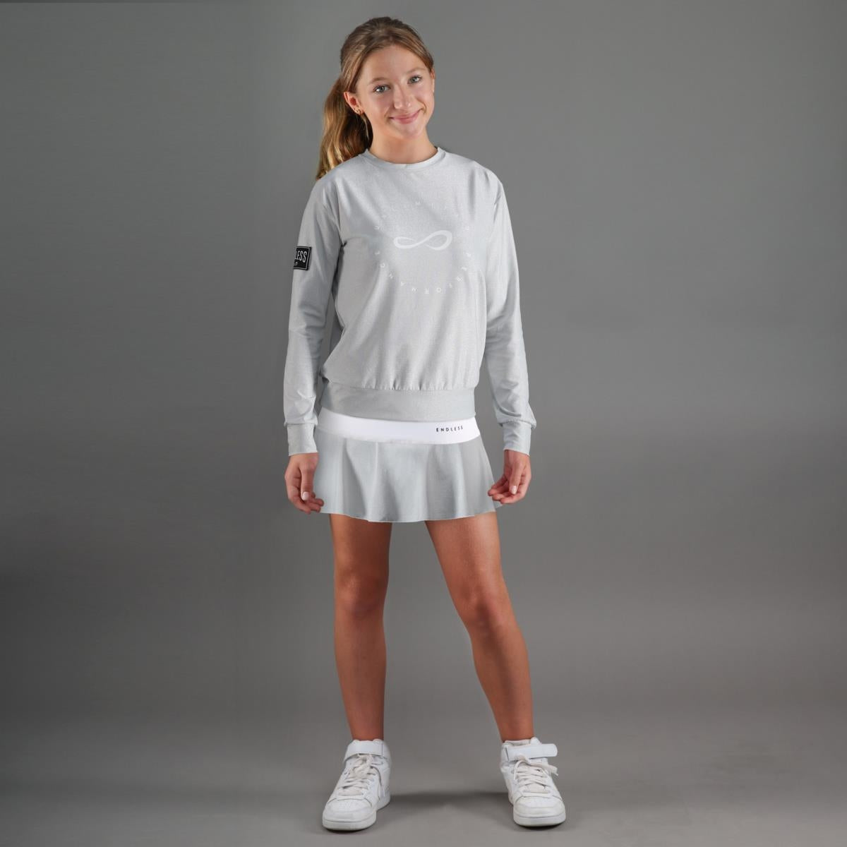 ENDLESS JUPE EN DENTELLE ARGENTÉE